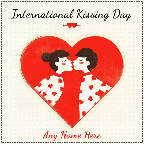 International kissing day greeting card with name