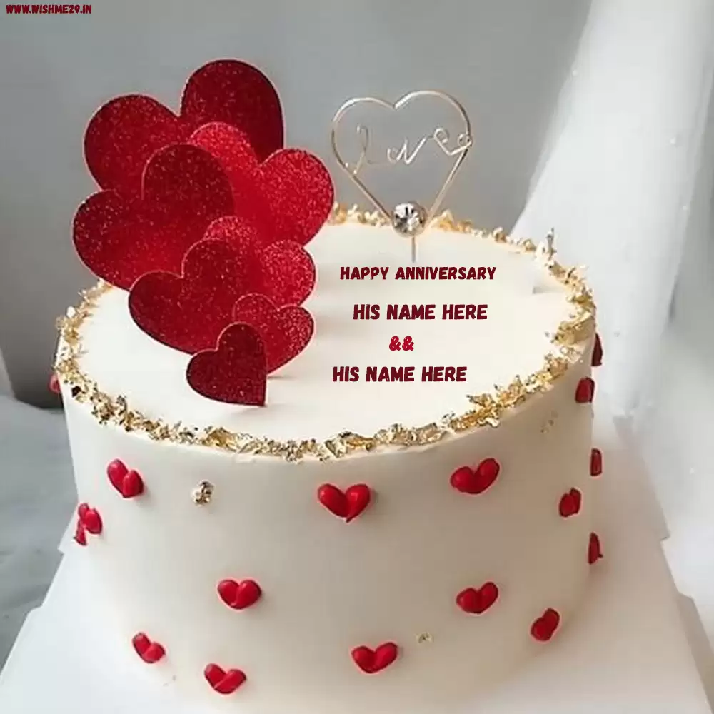 Love Anniversary Wishes Cake Design Images With Name Edit