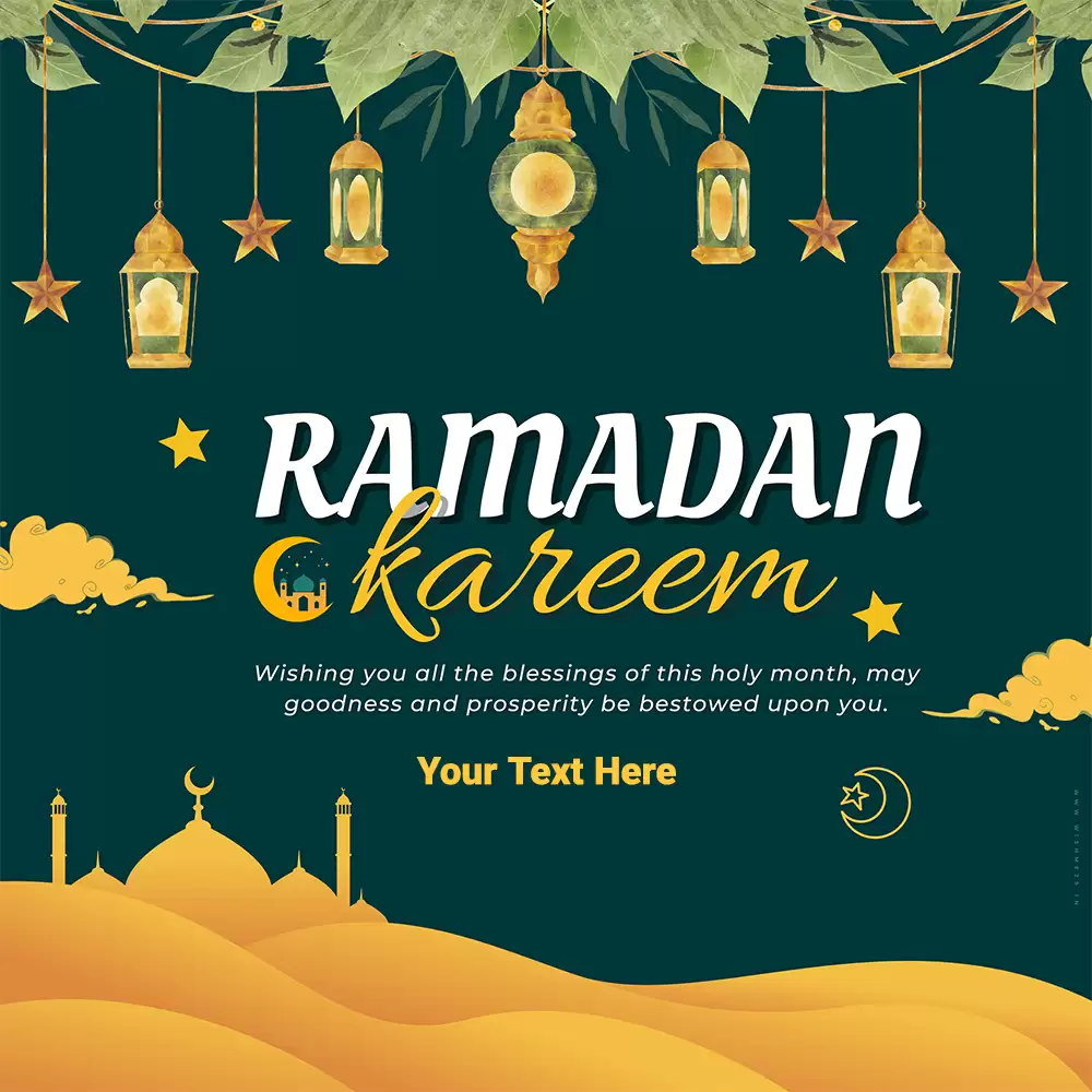 Happy Ramadan Kareem Mubarak 2024 Card Design Making With Name