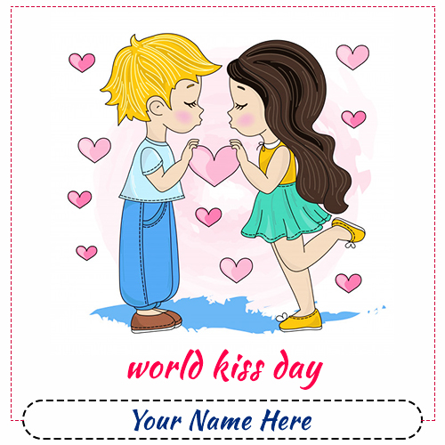 Write Name On Heart kissing day 2025 Pics