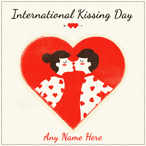 International kissing day greeting card with name