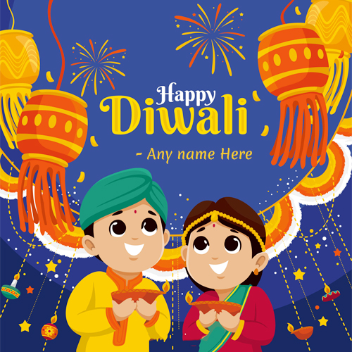 Happy Diwali Celebration Cartoon Images With Name