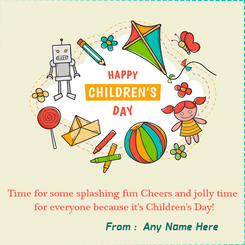 Write Name On Happy Bal Diwas Childrens Day Greeting card