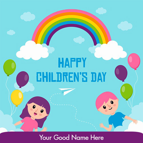 World Childrens Day Cartoon Kids Photos With Own Name World Childrens Day Cartoon Kids Photos With Own Name