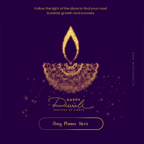 Happy Diwali Diya Wishes Card 2025 With Name Editor Online