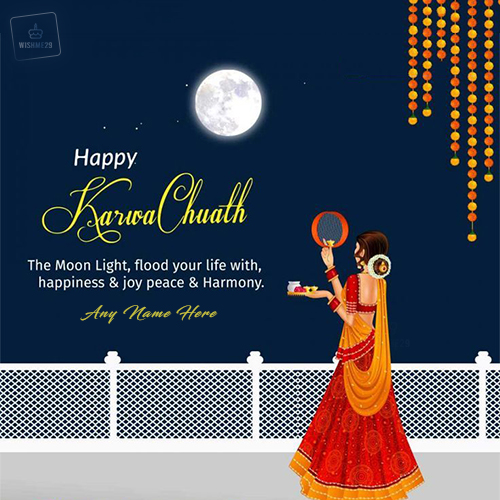 Create Your Name On Karva Chauth 2025 Greetings Card
