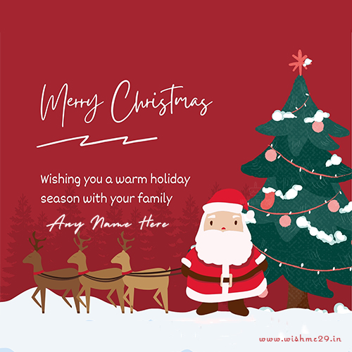 Merry Christmas 2025 Wishes Card With Name And Photo Edit
