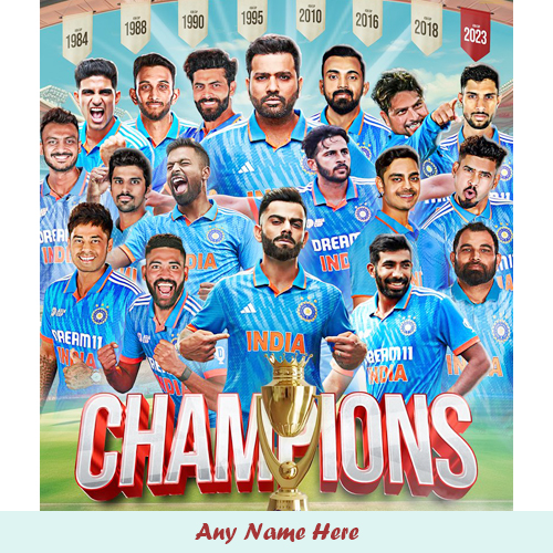 Write Name On Congratulations Team India For Winning Asia Cup 2025