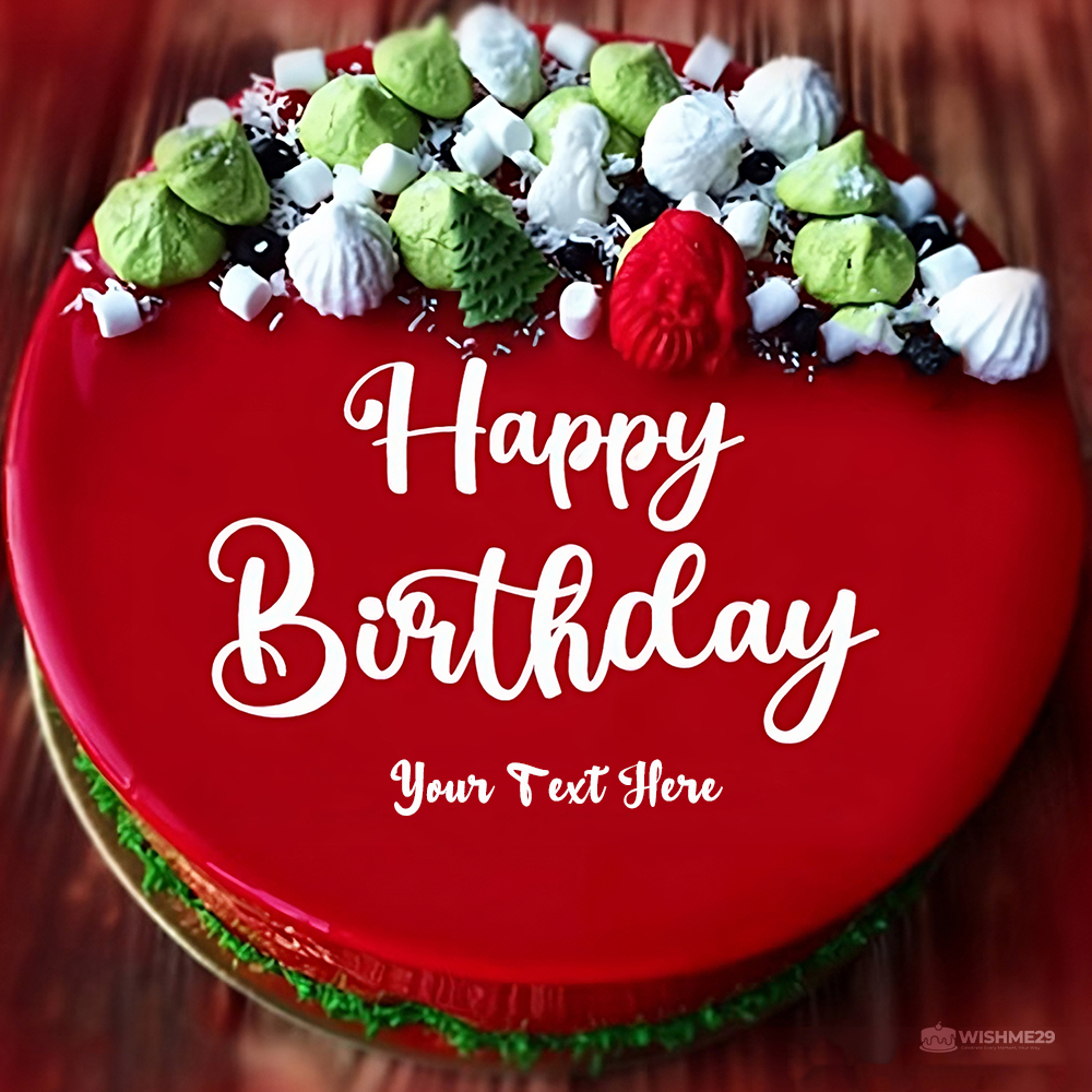 Christmas Theme Birthday Cake With Name