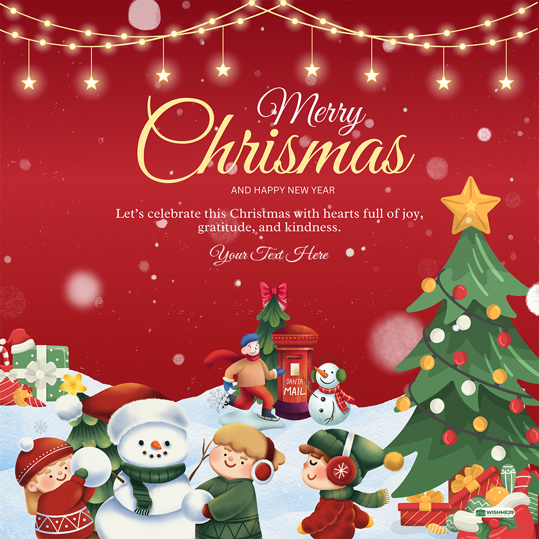 Merry Christmas 2025 And Happy New Year 2026 Card Message With Name