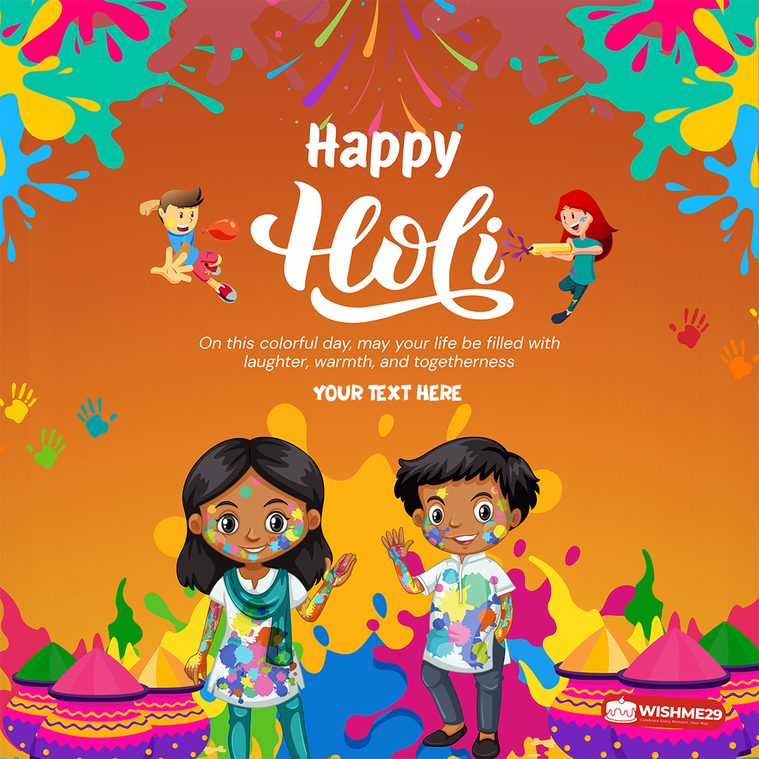 Cute Cartoon Happy Holi Image With Name Edit