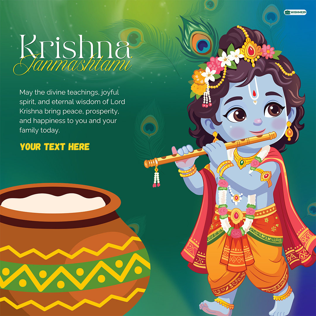 Personalized Krishna Janmashtami 2026 Card Template With Name