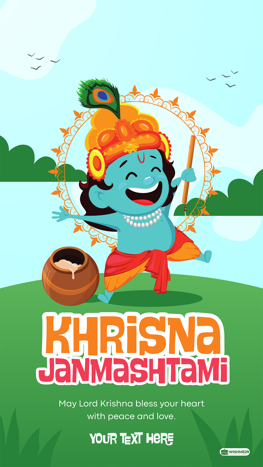 Janmashtami Birthday Greeting Card With Name
