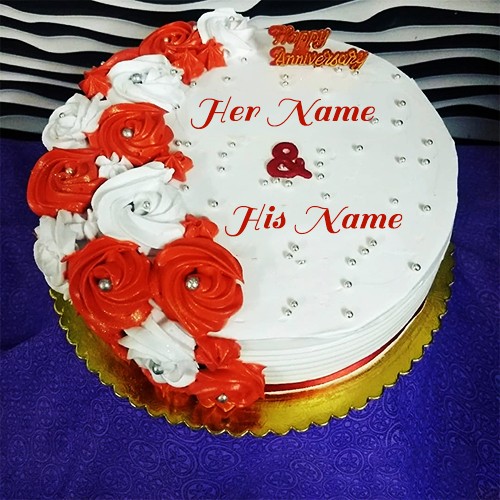 Anniversary Cake With Couple Name