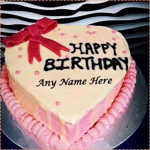 Beautiful Heart Birthday Cake with Name