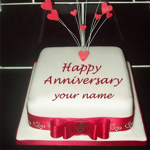 Love Anniversary Cake With Name