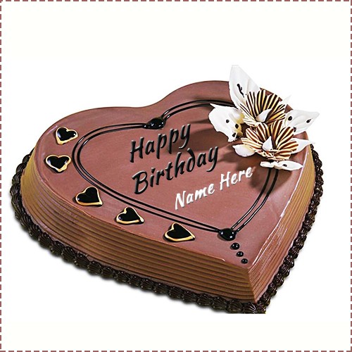 Heart Chocolate Birthday Cake With Name
