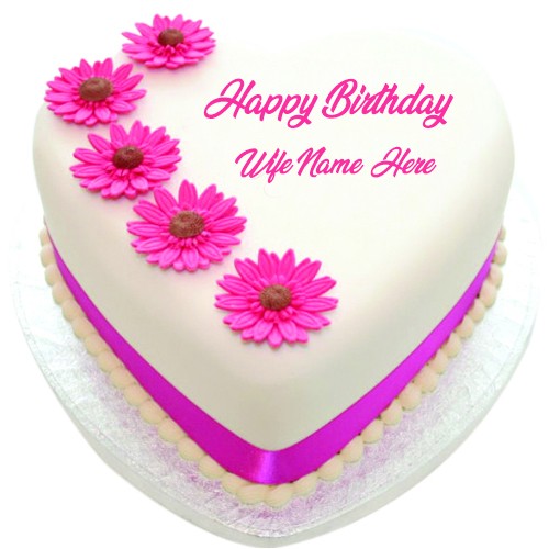 Beautiful Flower Birthday Cake With Name