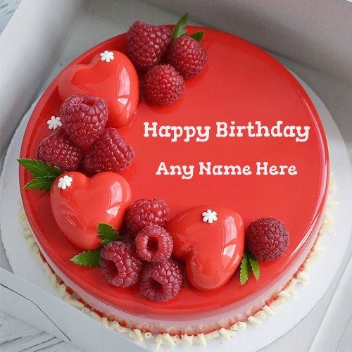 Happy Birthday Strawberry Love Cake With Name