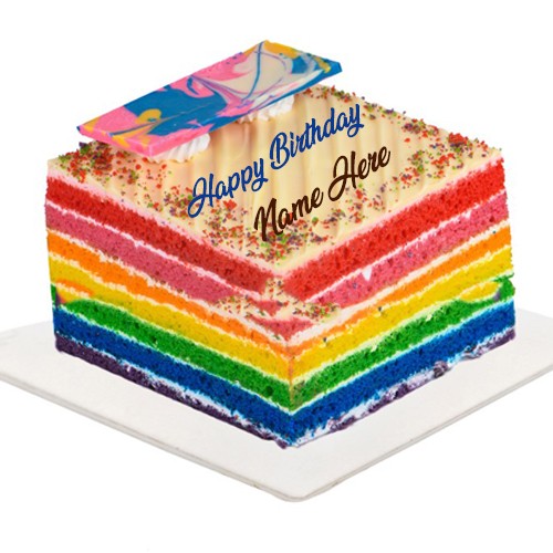 Write Name On Rainbow Cake With Buttercream