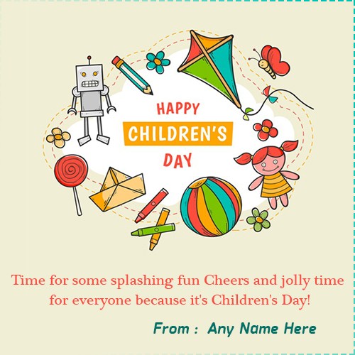 Write Name On Happy Bal Diwas Childrens Day Greeting card