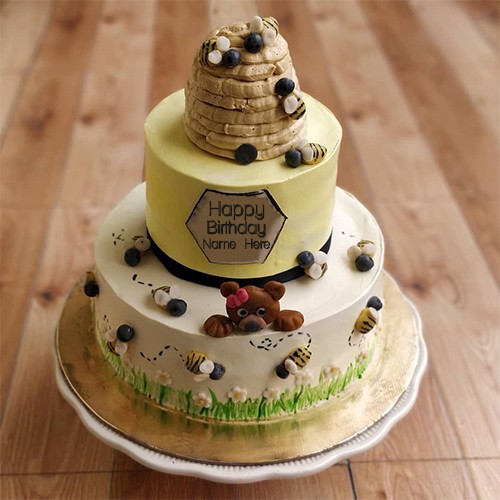Honey Bee Theme Cake With Name Edit