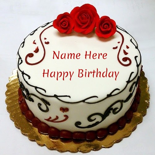 Birthday Rose Cake With Name Edit