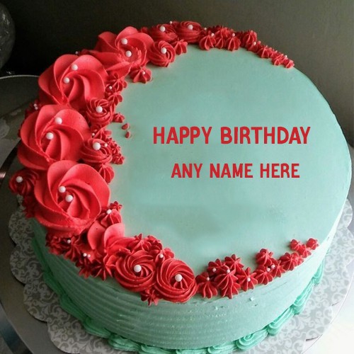 Red Flower Birthday Wishes Images With Name On Cake For Facebook