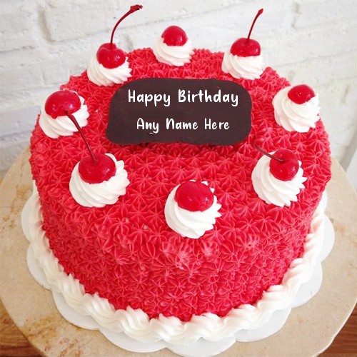 Cherry Birthday Cake With Name Edit