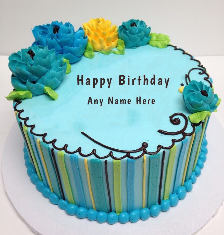 Beautiful Flower Birthday Cake With Writing Name Edit