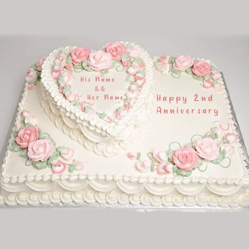 2nd Wedding Anniversary Cake With Name