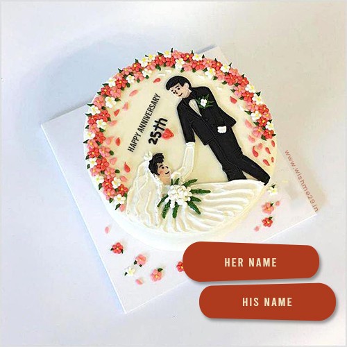 25th Anniversary Wishes Cake With Name Free Download
