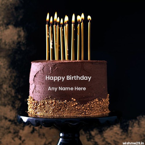 Write Name On Birthday Chocolate Cake With Candles Online