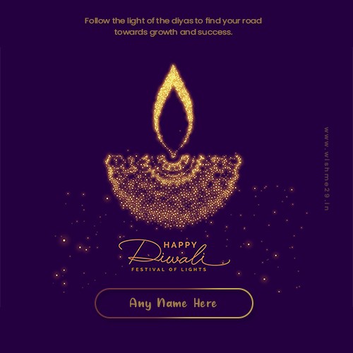Happy Diwali Diya Wishes Card 2024 With Name Editor Online