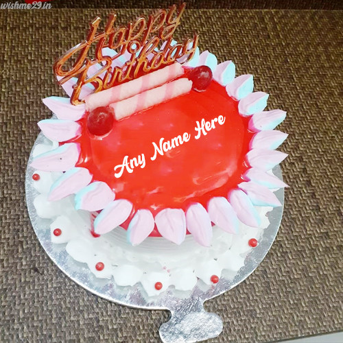 Red And White Birthday Cake With Name Download