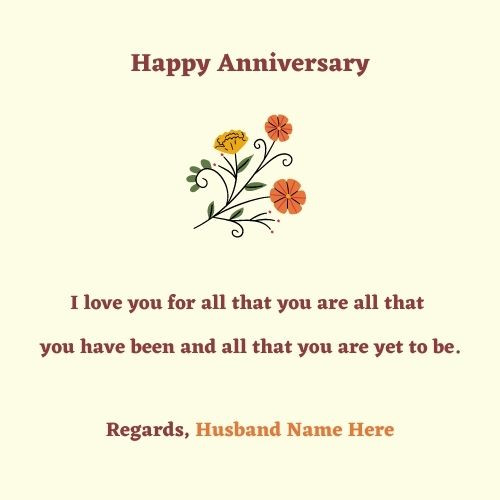 Anniversary Card For Husband With Name Write