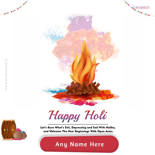 Write Name On Happy Holika Dahan 2024 Status Download