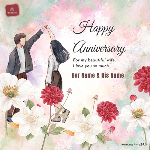 Wedding Anniversary Couple Card With Name Image