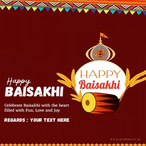 Happy Baisakhi And Tamil New Year 2024 Wishes Card With Name