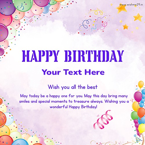 Birthday Wishes For Card With Name And Pic