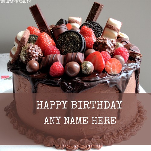 Chocolate Strawberry Birthday Cake With Name And Picture