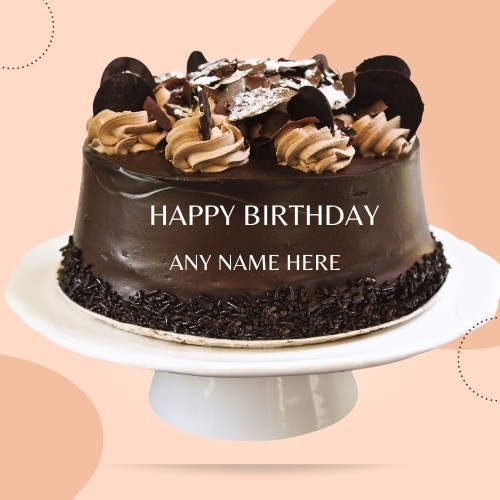 Special Dark Chocolate Cream Birthday Cake With Name