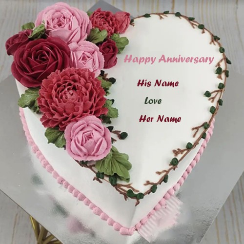 Happy Wedding Anniversary Rose Cake With Name