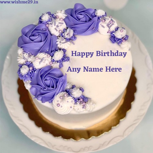 Purple And White Birthday Cake Images With Name