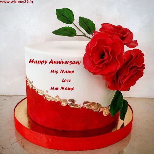Red Rose Anniversary Cake With Name Free Download