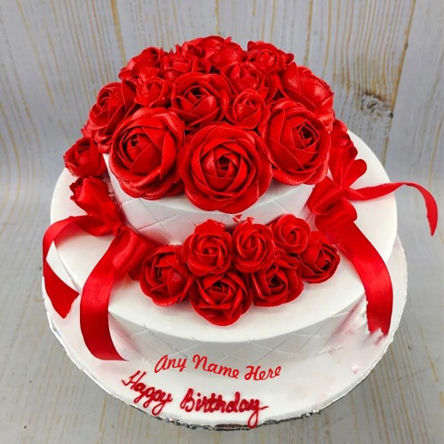 Red Rose Birthday Cake Images With Name Generator