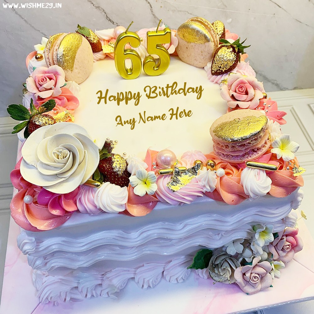 Special 65th Birthday Celebration Cake With Custom Name