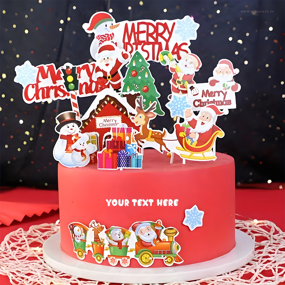 Personalized Christmas Celebration Cake With Custom Name