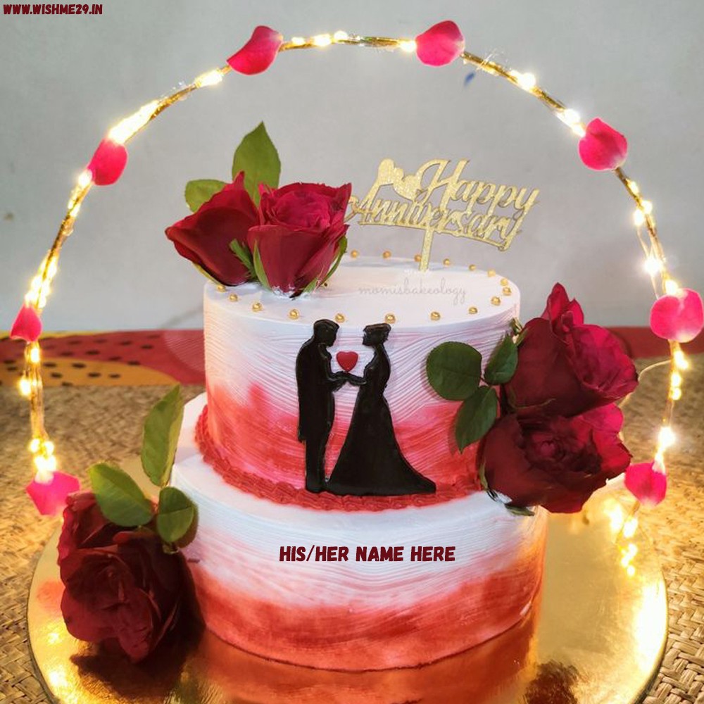 Happy Anniversary Rose Cake With Name Editor