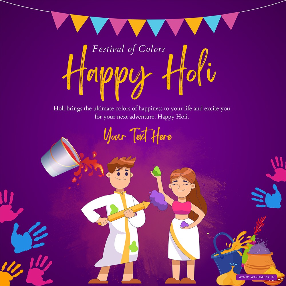 Happy Holi Puja Card Template With Name Editing Online